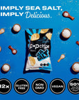 Popchips Potato Chips, Sea Salt, 12ct Single Serve 0.8oz Bags, Low-Calorie and Gluten Free, Salty Snacks for Adults and Children, Non-GMO, Vegan & Kosher Friendly, 100 Calories Per Bag