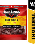 Jack Links Beef Jerky Teriyaki Flavor 26 Oz  Flavorful Meat Snack 11g Of Protein And 80 Calories Made With 100 Beef  No Added MSG Or NitratesNitrites