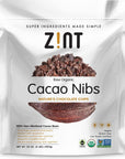 Zint Organic Cacao Nibs (32 oz): Fair Trade, Paleo-Certified, Organic, Non GMO, Anti Aging Antioxidant Superfood, Gluten Free Cocoa Cacao Beans