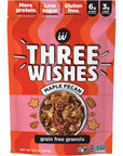 Three Wishes Granola Maple Pecan 4Pack  Gluten Free Granola 6g Protein  3g Sugar Healthy Breakfast  OntheGo Snack  Vegan Kosher  GrainFree