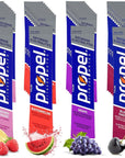 Propel Powder Packets 4 Flavor Variety Pack 40 Counts of Sugarfree Propel Packets with Electrolytes and Vitamins Includes Propel Grape Watermelon Black Cherry and Raspberry Lemonade 4 Packs of 10