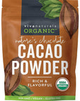 Viva Naturals Organic Cacao Powder, 1lb - Unsweetened Cacao Powder With Rich Dark Chocolate Flavor, Perfect for Baking & Smoothies, Non-GMO, Certified Vegan & Gluten-Free, 454 g