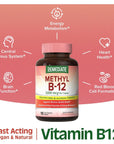 REMEDIATE Vitamin B12, Methylcobalamin 5000 mcg, Energy Production, Red Blood Cells Formation & Healthy Nervous System, Vegan, Natural Peach Flavor, No Sugar, Non-GMO, 90 Fast Dissolve Tablets