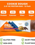 PROBAR  Base Protein Bar Cookie Dough NonGMO GlutenFree Healthy PlantBased Whole Food Ingredients Natural Energy 12 Count