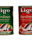 Ligo Sardine Bundle 3 Cans Sardines in Tomato Sauce 3 Cans Sardines in Tomato Sauce with Chili Added Pack of 6 Cans