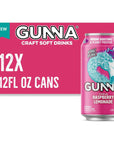 Gunna Craft Soda Beverage  Raspberry Pink Lemonade  Immune Boosting Sparkling Lemonade  Natural  Vegan  Keto  Soda  Sparkling Lemonade Cans  12 oz  12 pack