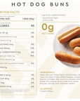 Hero Classic Hot Dog Bun - Delicious Rolls & Net Low Carb Hot Dog Buns | | High Fiber, 0g Net Carbs, 0g Sugar & 90 Calories Per Serving | (12 Buns, Pack of 6)