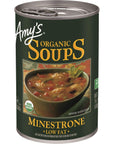 Amy’s Soup, Vegan Minestrone Soup, Low Fat, Made With Organic Vegetables, Beans and Pasta in Tomato Broth, Canned Soup, 14.1 Oz