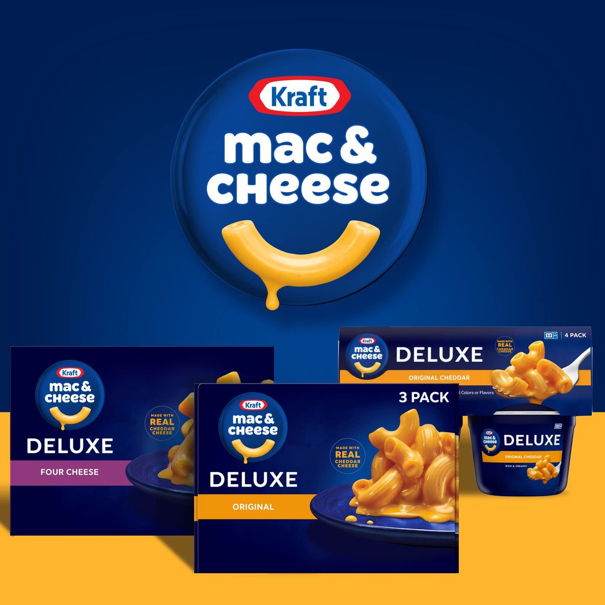 Kraft Deluxe Original Cheddar Macaroni  Cheese Dinner 3 ct Pack 14 oz Boxes