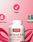 Jarrow Formulas Red Yeast Rice 1200 mg & Co-Q10 100 mg Per Serving - 120 Veggie Caps - 60 Servings - Herbal Heart Health Dietary Supplement - Supports Cardiovascular & Heart Health - Vegan