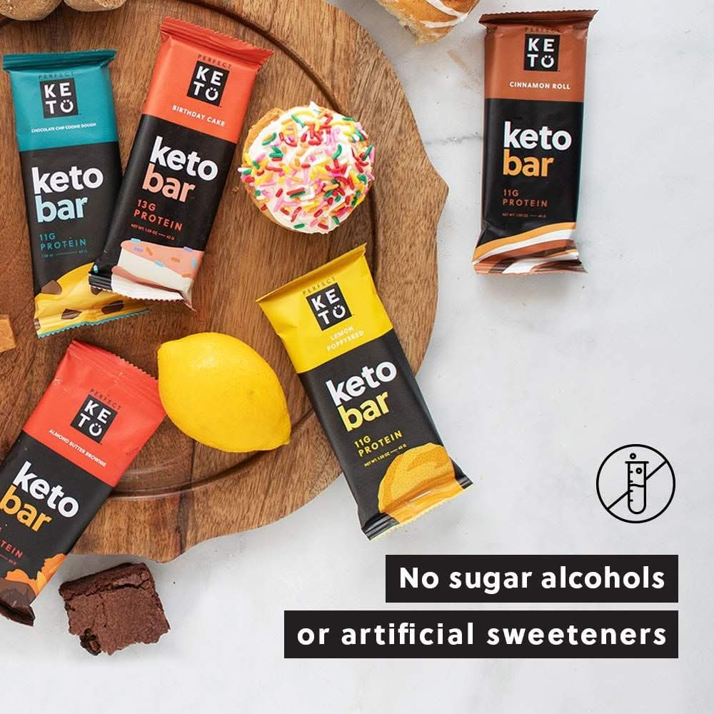 Perfect Keto Bars  The Cleanest Keto Snacks with Collagen and MCT No Added Sugar Keto Diet Friendly  3g Net Carbs 18g Fat11g protein  Keto Diet Food Dessert Salted Caramel 12 Bars