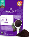 Navitas Organics Acai Powder 8 oz Bag 76 Servings  Organic NonGMO FreezeDried GlutenFree