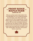 Frost Ridge Maple Farm Organic Maple Syrup Grade A Pint 16 FL OZ Medium Amber Rich