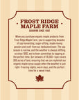 Frost Ridge Maple Farm Organic Maple Syrup Grade A Quart 32 FL Oz Dark Robust formerly Grade B