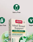 Jarrow Formulas Ideal Bowel Support - 10 Billion CFU Per Serving - Bowel Support - Reduces Bloating, Gas & Intestinal Discomfort - Up to 30 Servings (Veggie Caps)