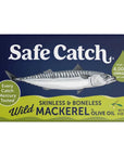 Safe Catch Canned Mackerel Fish in Pure Olive Oil Mercury Tested Wild Caught North Atlantic Mackerel Fillets Skinless  Boneless 4oz Cans Pack of 12