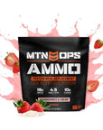 MTN OPS Ammo Protein Powder Meal Replacement Shake for Lean Muscle Building, Strawberries & Cream Flavor, 28 Servings