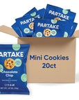 Gluten Free Chocolate Chip Mini Cookie Snack Packs by Partake | Vegan, Dairy Free, Peanut Free, Egg Free, Wheat Free, Treenut Free, Soy Free, Sesame Free | Allergy Friendly Cookies | Safe School Snack for Kids - 20 Packs