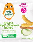 Baby Bellies Organic Puffs Baby Snack, Apple & Cinnamon, Pack of 6 Individual Snack Packs