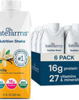 KATE FARMS Organic Nutrition Shake Vanilla 16g protein 27 Vitamins and Minerals Protein Meal Replacement Drink Plant Based 11 oz 6 Pack