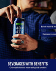 HOP WTR Sparkling Hop Water Sugar Free Low Carb Non Alcoholic Drinks NA Beer Adaptogen Drink No Calories 16 Fl Oz Pack of 12 Double Hopped