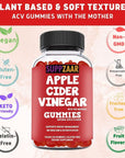 SUPPZAAR Vegan Apple Cider Vinegar Gummies - 500mg 60 Servings