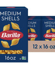 Barilla Medium Shells Pasta, 16 oz. Box (Pack of 12) - Non-GMO Pasta Made with Durum Wheat Semolina - Kosher Certified Pasta