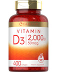 Carlyle Vitamin D3 2000 IU Softgels | 400 Count | Non-GMO, Gluten Free Formula | 50 mcg | Vitamin D Supplement