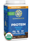 Sunwarrior Vegan Organic Protein Powder Plant-Based | BCAA Amino Acids Hemp Seed Soy Free Dairy Free Gluten Free Synthetic Free Non-GMO | Chocolate 32 Servings | Warrior Blend