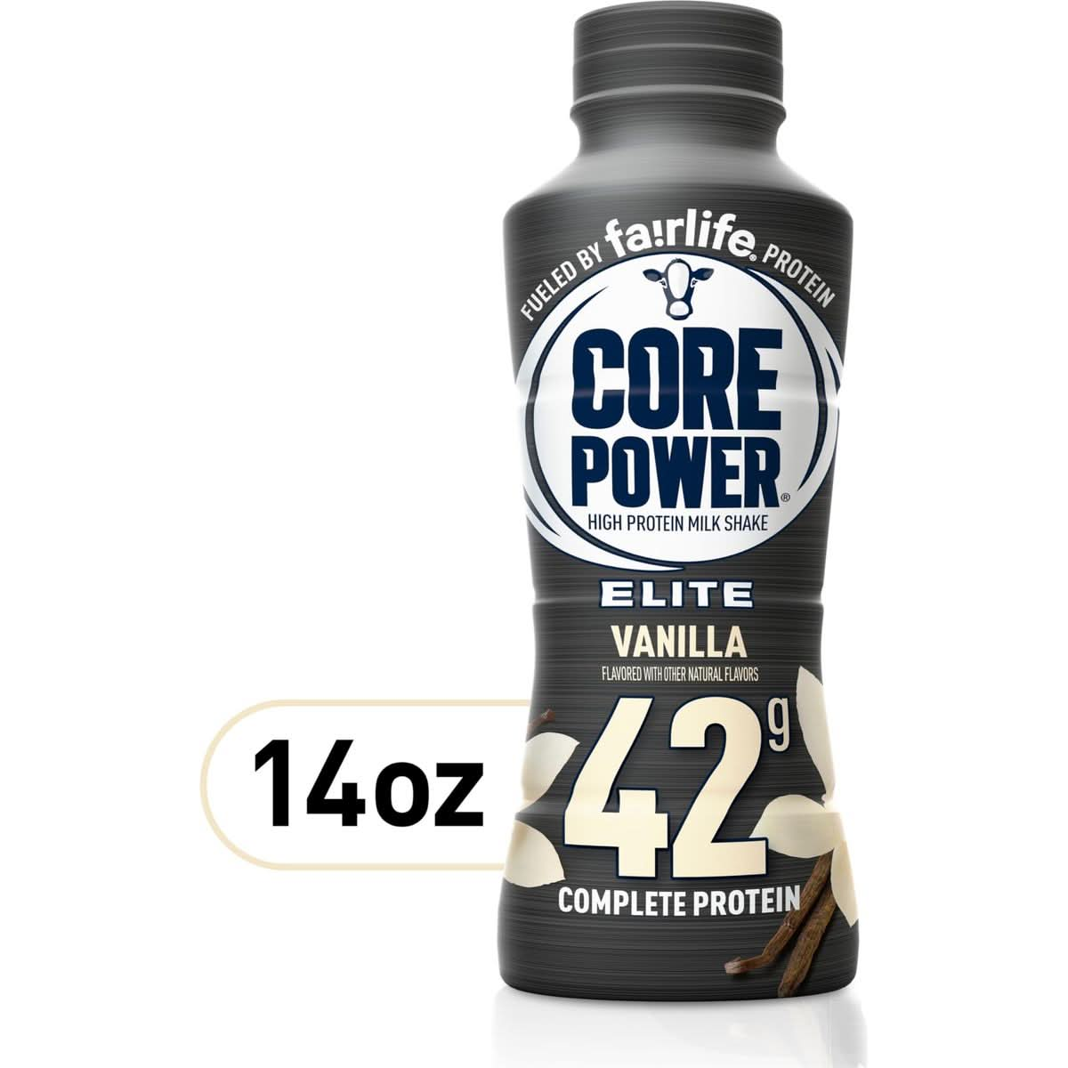 Core Power Fairlife Elite 42g High Protein Milk Shake Bottle Ready To Drink for Workout Recovery kosher Liquid Vanilla 14 Fl Oz Pack of 12