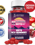 Justified Laboratories (3 Pack) Gemini Keto Gummies 1000MG ACV with Pomegranate Juice Beet Root B12 180 Gummys