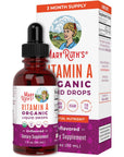 MaryRuth’s USDA Organic Vitamin A Liquid Drops | 3 Month Supply | Immune Support, Eye Health, Skin Health for Ages 14+ | 750mcg per Serving | Sugar Free | Vegan | Non-GMO | Gluten Free | 1oz