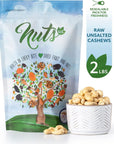 NUTS US  Cashews  Raw and Unsalted  Whole Kernels and No Shell  Fresh  Unroasted  Natural Bulk Cashews  2 LBS