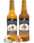 Syruvia Coffee Syrup Variety Pack  French Vanilla  Chocolate Chip Cookie Dough GlutenFree Kosher 254 fl oz Bottles  Enhance Your Coffee Experience with Premium Flavoring Syrups