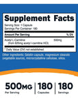 Nutricost Acetyl L-Carnitine 500mg, 180 Capsules - Non-GMO and Gluten Free