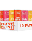 Plant Press - Variety Pack - Organic Clean Caffeine Energy Drink - 12 Fl Oz (Pack of 12)