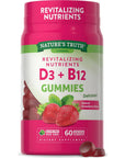 Nature's Truth Vitamin D3 and B12 Gummies | 60 Count | Vegetarian, Non-GMO & Gluten Free Supplement | Natural Strawberry Flavor