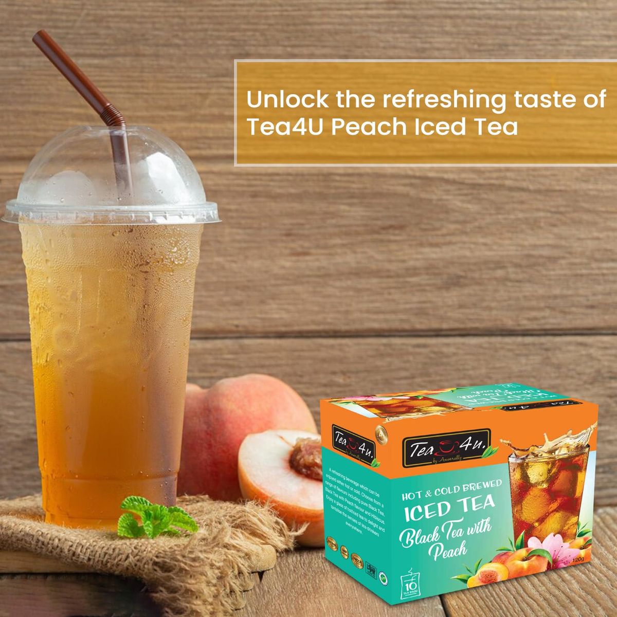 Tea4U Peach Iced Tea Cold Brewed 10 Tea Bags