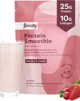 FlavCity Protein Powder Smoothie, Berries & Cream - 100% Grass-Fed Whey Protein Smoothie with Collagen (25g of Protein) - Gluten Free & No Added Sugars (38.45 oz)