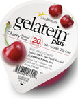 Gelatein Plus Cherry: 20 grams of protein. Ideal for clear liquid diets, swallowing difficulties, dialysis and oncology. Great pre or post-workout snack. (12 pack) …