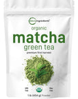 Organic Matcha Green Tea Powder, 1 Pound (16 Ounce), Culinary Grade, First Harvest Authentic Japanese Origin, 100% Pure Matcha for Smoothies, Latte and Baking, Unflavored, Non-Irradiation