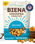 BIENA Chickpea Snacks  Crunchy Roasted Chickpeas  High Fiber Vegan Protein Snacks for Adults and Kids  Individual Pack  Sea Salt