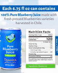 Tamaya Blueberry Juice  Pure Blueberries Fresh Pressed With No Sugar Added  Delicious Refreshing Juice  No Gluten Vegan Friendly  No Water Mix Not From Concentrate 675 Fl Oz Mini Cans Pack of 12 Chile