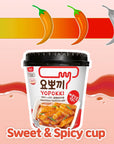 Yopokki Instant Tteokbokki Cup Sweet Mild Spicy Cup of 2 Korean Street food with sweet and moderately spicy sauce Topokki Rice Cake  Quick  Easy to Prepare