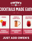 Owens Sparkling Cranberry Premium Cocktail Mixer Made with Pure Cane Sugar and No High Fructose Corn Syrup  82oz Cans 24 pack