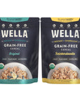 Wella Cereal Oatmeal Alternative GlutenFree Breakfast Hot Cereal GrainFree Paleo Organic Vegan High Protein Superfood PlantBased NonGMO Low in Net Carbs MultiServe Bags Bundle Original  Snickerdoodle Flavors 2 Count 128 oz Bags