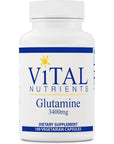 Vital Nutrients - Glutamine - Gastrointestinal 100 Vegetarian Capsules per Bottle - 3400 mg