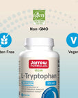 Jarrow Formulas L-Tryptophan 500 mg - 60 Veggie Capsules - Essential Amino Acid - Stress, Sleep & Mood Support - Dietary Supplement - Reduce Cravings - 60 Servings