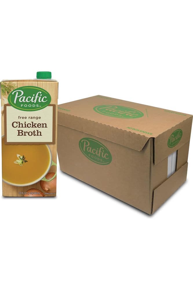 Pacific Foods Free Range Chicken Broth, 32oz (Pack of 12)