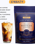 CREA8T Barrel Aged Cold Brew Cinnamon Whiskey flavored coffee  Pack of 4 Cold Brew GROUND Filter packets 25oz each totalling 10oz